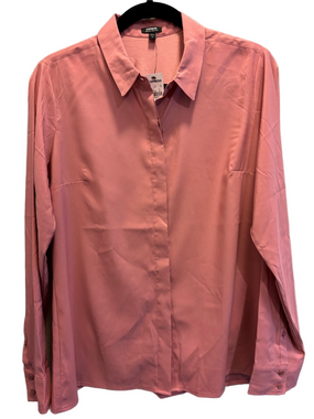 NWT Express Women’s Relaxed Portofino Satin Pink Button-Up Blouse Shirt - Size M